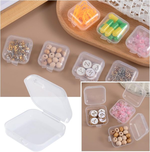 BEIQIYA 6pcs Clear Plastic Ear Plug Cases, 1.8cm Thicken Mini Jewelry Storage Cases, Small Portable Square Bead Storage Box Organizer for Earplugs Necklaces Handicrafts-4