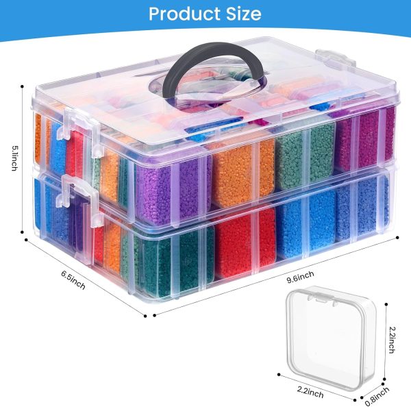 Douorgan Bead Organizer Box - 56 Pcs Small Storage Containers, 2-Tier Portable Stackable Plastic Cases for Bracelet Making, DIY Jewelry, Nail Charms-4