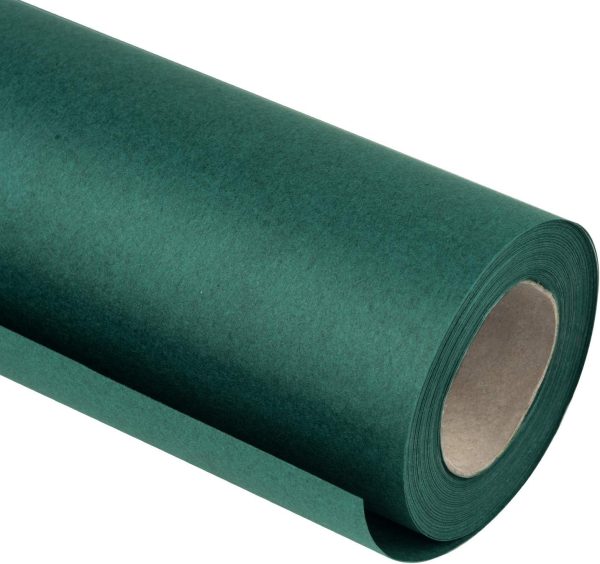 RUSPEPA 30"x 393"(32.8') Dark Green Kraft Wrapping Paper Large Jumbo Roll, Recyclable Green Art Gift Wrap Paper for Christmas Gift Wrapping, Table Covering, Art & Craft Supplies, Bouquet Flower, 80GSM-0