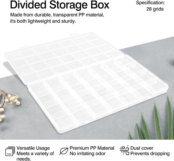 28 Grids Plastic Organizer Box with Dividers for Crafting, Storage Container for Beads & Charms & Accessories(2-Pack)-1