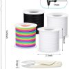 Stretchy Bracelet String Kit with Scissors & Beading Needle, 4 Rolls Elastic String for DIY Crafts, 1mm Stretchy Cord for Jewelry Making Sewing Necklace Beading, 660FT, (Black, White, Rainbow)-1
