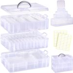 Funtopia Bead Organizers and Storage, 56 Pcs Small Plastic Containers with Lids and 3-Tier Stackable Storage Box, Mini Clear Organizers for Jewelry Toys Craft Storage (4 Sizes)-0