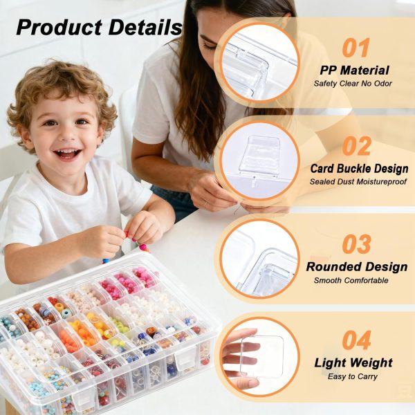 Bead Organizer Box，31Pcs Clear Bead Organizers and Storage Mini Rectangle Plastic Containers, Ideal for DIY Jewelry, Bracelet Making, Nail Art & Small Craft Parts organizer shelf