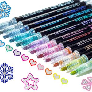 Stocking Stuffers Teen Girls: 12 Glitter Markers Christmas Gifts Teens Outline Glitter Pens Shimmer,Tween Teen Girl Gifts Trendy Stuff,Art Supplies Kids 6-8 9-12 10-12,Arts Crafts Kids Ages 8-12 Cute-0
