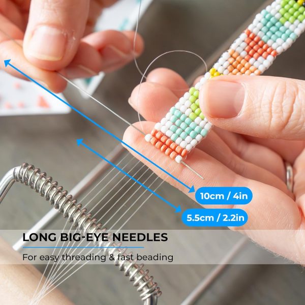 Complete Bead Loom Kit with 24,000 Colorful Glass Beads for Jewelry Making, Non-Stretch Thread and Big-Eye Beading Needles - DIY Craft Supplies Set for Creating Beaded Bracelets, Earrings, Rings-3