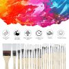 Paint Brushes Set of 24 Pieces Wooden Handles Brushes with Canvas Brush Case, Professional for Oil, Acrylic and Watercolor Painting-2