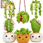 MAGIMUSE Crochet Kit for Beginners, Crochet Starter Kits, Amigurumi Craft Knitting Crocheting Kits with Step-by-Step Video Tutorials, 6 Pack Hanging Potted Plants Family(40%+ Yarn-0