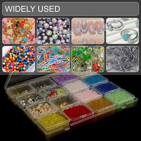 ZIIYAN Bead Storage Containers - 64 Clear Plastic Bead Organizer Boxes with Hinged Lid, Craft Organizers and Storage for Diamond Painting Art, Small Parts, Jewelry Charms - in english