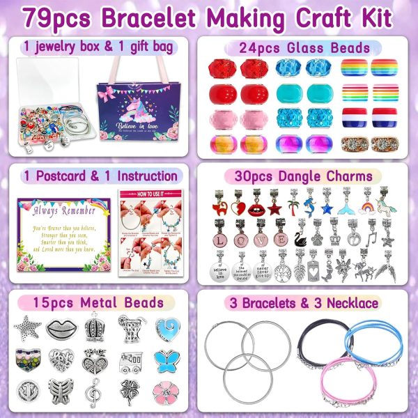 Charm Bracelet/Jewelry Making Kits for Kids Girls,Unicorn Birthday Gifts,Arts Crafts Toys for 5 6 7 8 9 12 Years Old Girls-3