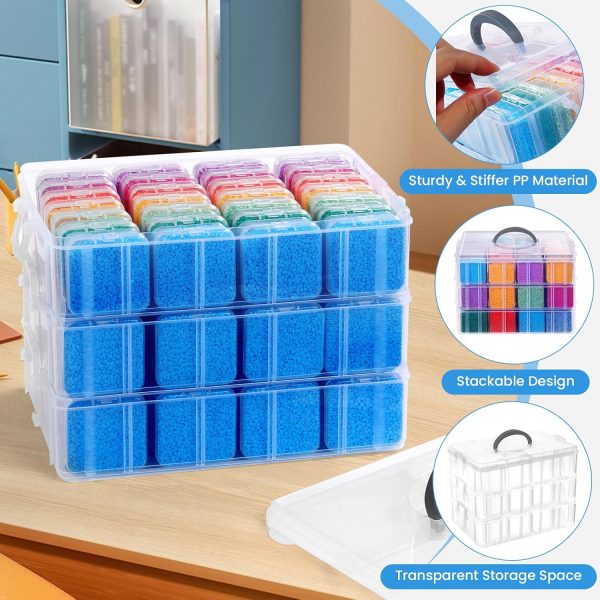 Douorgan Bead Organizer Box - 56 Pcs Small Storage Containers, 2-Tier Portable Stackable Plastic Cases for Bracelet Making, DIY Jewelry, Nail Charms-1