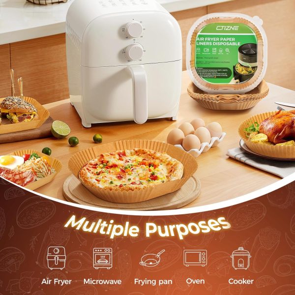 Air Fryer Liners Disposable, 150Pcs 8" Square [Food Grade Material] Unbleached Parchment Paper Liners Non-Stick & Waterproof Oilproof for 5-8 QT Airfryer Basket, Baking, Roasting Microwave, Oven-4