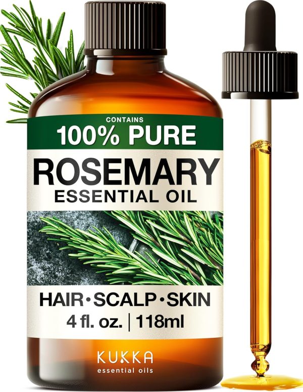 KUKKA Rosemary Essential Oils - 4 Fl Oz - for Hair, Skin, Diffuser, Aromatherapy & DIY Soap Making Scent-0