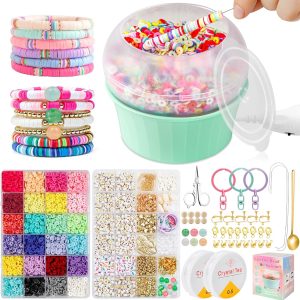 Hicdaw All-in-One Electric Bead Spinner with 7200 PCS Clay Beads for Necklaces and Bracelets, Efficient Jewelry Making Kit, Perfect Craft Gift for Teens Adults, Easy Operation, Quick Results, Green-0