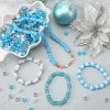 UPINS 1200Pcs Winter Pony Beads,Blue and White Pony Beads Hanukkah Snowflake Hair Glitter Beads Bulk Ocean Sea Beads for Crafts Friendship Necklace Earrings DIY-4