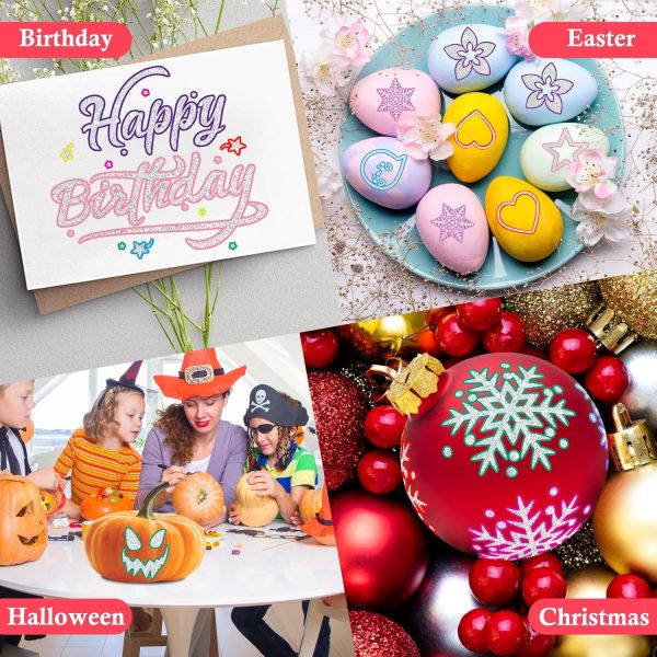 Stocking Stuffers Teen Girls: 12 Glitter Markers Christmas Gifts Teens Outline Glitter Pens Shimmer,Tween Teen Girl Gifts Trendy Stuff,Art Supplies Kids 6-8 9-12 10-12,Arts Crafts Kids Ages 8-12 Cute-2