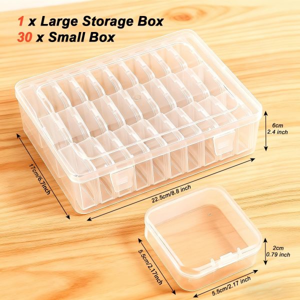 Bead Organizer Box，31Pcs Clear Bead Organizers and Storage Mini Rectangle Plastic Containers, Ideal for DIY Jewelry, Bracelet Making, Nail Art & Small Craft Parts clearblue
