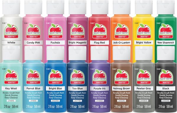 Apple Barrel, Vibrant Spectrum Collection Acrylic Craft Paint, PROMOABIII, 2 fl oz each, 16 assorted matte colors, 16 count-0