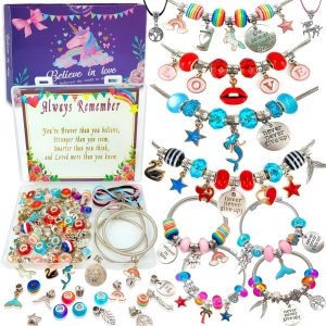 Charm Bracelet/Jewelry Making Kits for Kids Girls,Unicorn Birthday Gifts,Arts Crafts Toys for 5 6 7 8 9 12 Years Old Girls-0