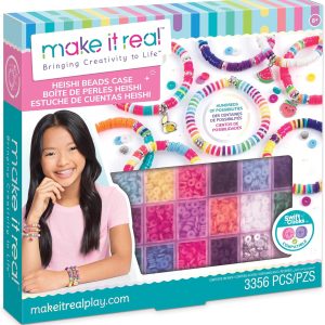 Make It Real Heishi Bead Kit - Vibrant Colors - Creative Beading Set for Kids Compatible with Bracelet Maker - Organize with Storage Case-0