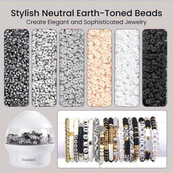 Beadact Bead Spinner for Bracelet Making Kit, 3 Boxes Black White & Gold Clay Beads with Bead Spinner, Friendship Bracelet Making Kit for DIY Crafts with Spacer Beads and Charms,Gift for Bead Lovers-2