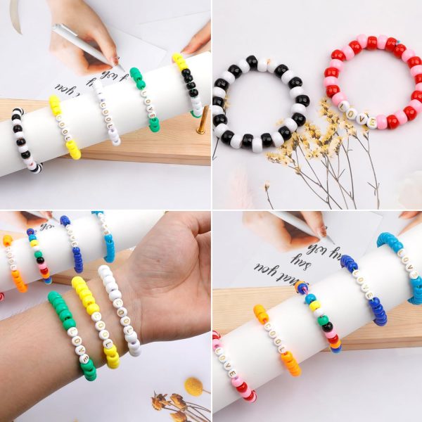 1000Pcs Pony Beads Bracelet 9mm White Plastic Barrel Pony Beads for Necklace,Hair Beads for Braids,Key Chain,Jewelry Making (White)-4