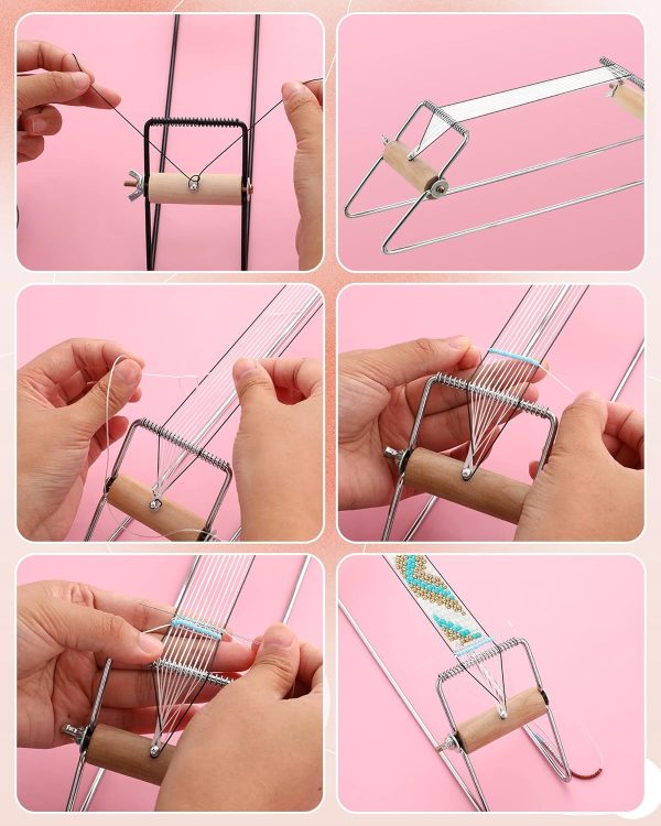 Jexine Bead Loom Kit for Adults 48000 Pcs Beading Loom Supplies with 96 Color 2 mm Glass Seed Bead Bracelets Christmas Jewelry Earring Making Tools Gifts for Women DIY Craft-3