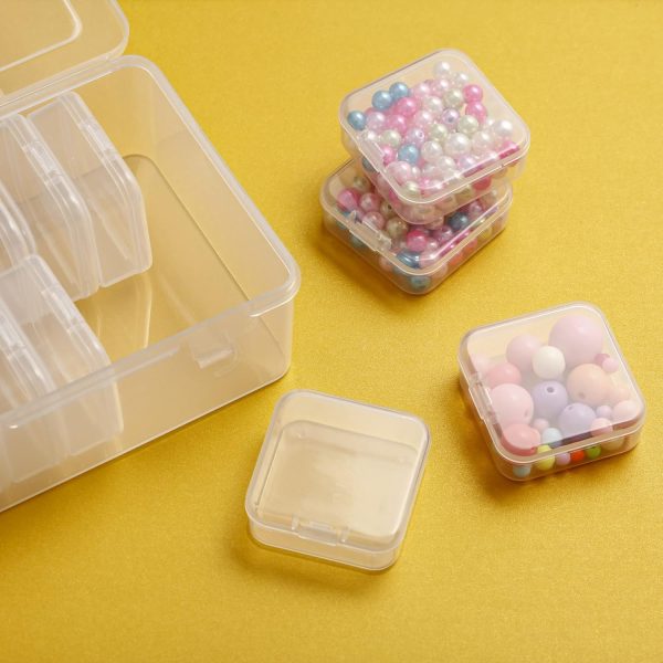 Mathtoxyz Small Bead Organizers, 15 Pieces Plastic Storage Cases Mini Clear Bead Storage Containers Transparent Boxes with Hinged Lid and Rectangle Clear Craft Supply Case-2