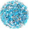 UPINS 1200Pcs Winter Pony Beads,Blue and White Pony Beads Hanukkah Snowflake Hair Glitter Beads Bulk Ocean Sea Beads for Crafts Friendship Necklace Earrings DIY-0