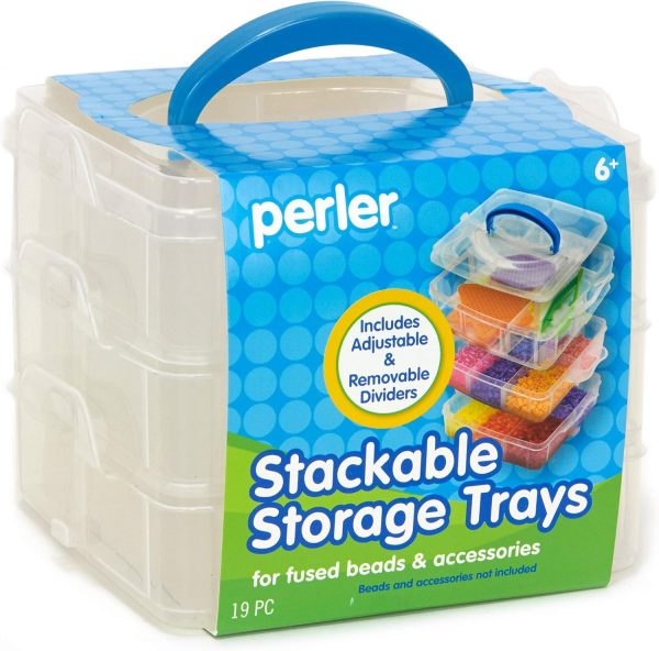 Perler Bead Large Organizer Stackable Storage Container Bead Trays, 3pc.-0