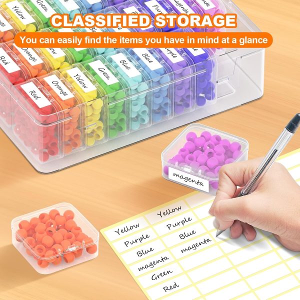 2 Pack 60 Pcs Bead Organizer Box, Clear Plastic Storage Containers Features Hinged Lid and Labels, Craft Storage Box for Jewelry, Diamonds, Clay Beads, Bracelets, Screws, Seeds, Small Parts-2
