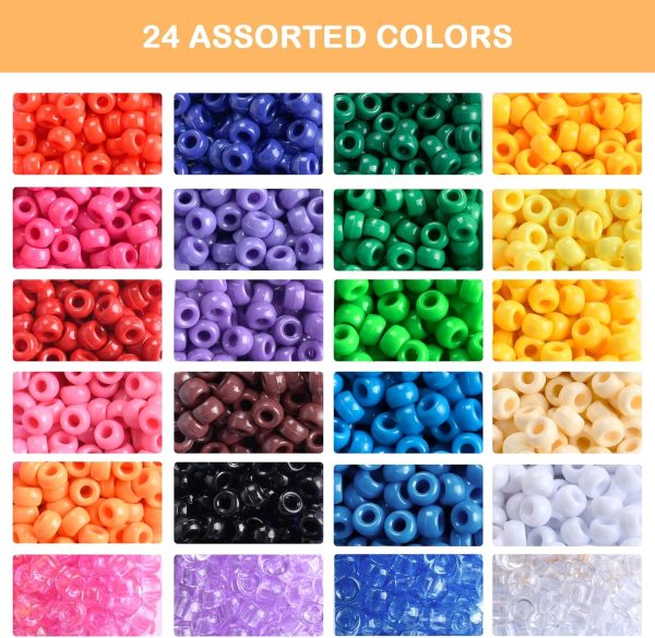 Simetufy 4200Pcs Pony Beads, 24 Colors Kandi Beads Bulk for Bracelets Making Hair Braiding Kandi Friendship Bracelet Craft DIY Jewelry Making Christmas Gifts (Boxed)-3