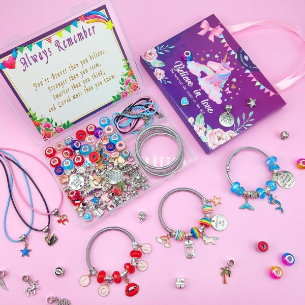 Charm Bracelet/Jewelry Making Kits for Kids Girls,Unicorn Birthday Gifts,Arts Crafts Toys for 5 6 7 8 9 12 Years Old Girls-1