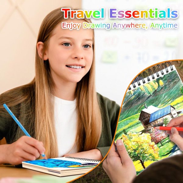 9" x 12" Sketch Book, 2-Pack 50 Sheets Spiral Bound Art Sketchbook, Acid Free Artist Drawing Book Paper, Art Supplies for Adults Kids, Craft Activities, Sketch Paper for Drawing Coloring Sketching-4