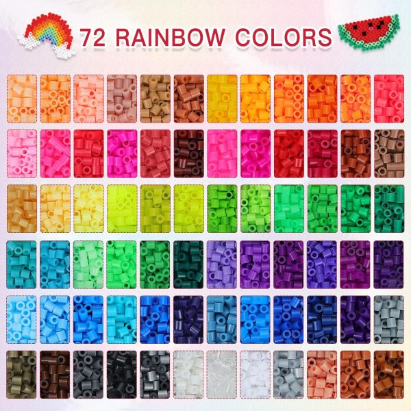 QUEFE Fuse Beads Kit 15000 Pcs 72 Colors 5mm Beads Craft Kit Including Pegboard, Melting Beads, Ironing Paper, Tweezers & Colorful Hooks, Christmas Home School Arts and Crafts Supplies for Girls-2