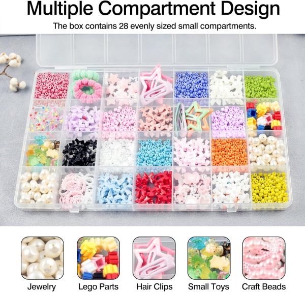 28 Grids Plastic Organizer Box with Dividers for Crafting, Storage Container for Beads & Charms & Accessories(2-Pack)-2