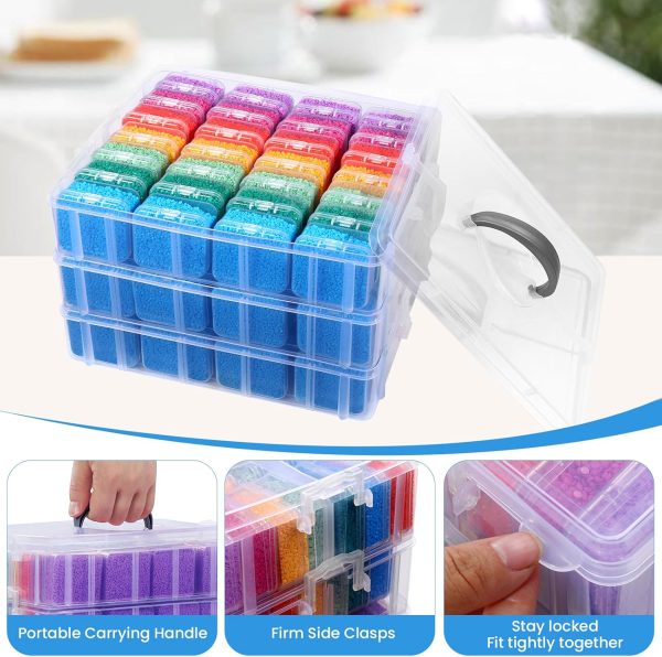 Douorgan Bead Organizer Box - 56 Pcs Small Storage Containers, 2-Tier Portable Stackable Plastic Cases for Bracelet Making, DIY Jewelry, Nail Charms-2