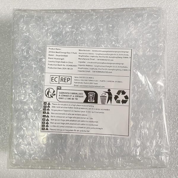 Bead Organizer Box With 24 Slots - Small Storage Containers for Rhinestones, Seeds, Art Craft - Hinged Lid (1 Pack, Transparent)-0