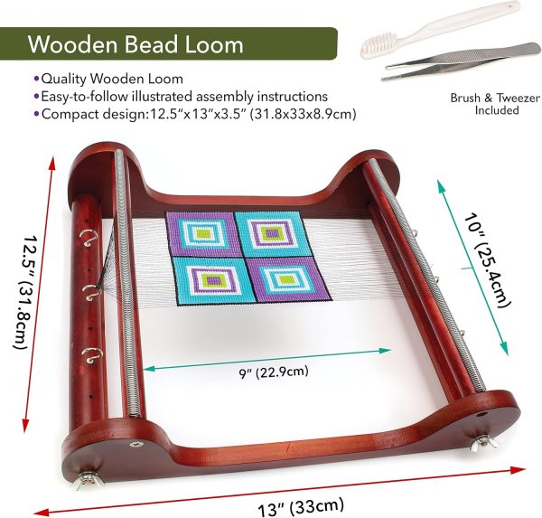 The Beadsmith Wooden Bead Loom, 12.5” x 13” x 3.5”, Includes Assembly Instructions-2