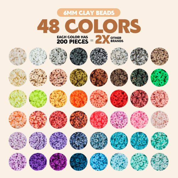 Pizooro Clay Beads 3 Boxes Bracelet Making Kit, 10500pcs Beads for Jewelry Making, Round Letter Beads with Charm and Elastic Strings, Friendship Bracelets Holiday Gifts for Girls Adults-4