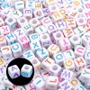Augshy 1400pcs 5 Color Cube Alphabet Beads Bracelet Letter Beads for Bracelets Making with 1 Roll 50M Crystal String Cord for Jewelry Making（6mm） cube storage