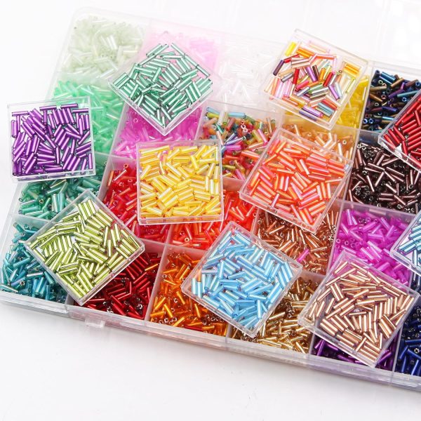 JOJOPLAY Tube Seed Beads 7mm Crafts Glass Bugle Beads with for Jewelry Making Embroidery Decoration (28 Colors, 8400pcs)-4