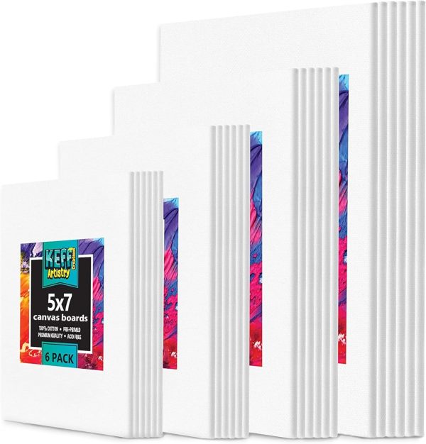 KEFF 24-Pack Canvas for Painting, 6 of 5x7, 8x10, 9x12,11x14 Painting Canvas Boards, Art Supplies for Adults & Kids - 100% Cotton Primed Canvases for Painting Acrylic, Oil, Watercolor, Tempera-0
