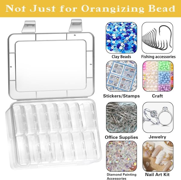 Mathtoxyz Small Bead Organizers, 15 Pieces Plastic Storage Cases Mini Clear Bead Storage Containers Transparent Boxes with Hinged Lid and Rectangle Clear Craft Supply Case-4