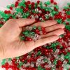 Christmas Beads(1200Pcs 6x9mm) Pony Beads Bulk, Red White Green Glitter Bead for Hair Braids, Christmas Decoration,Friendship Crafts (Xmas Glitter) christmas calendar