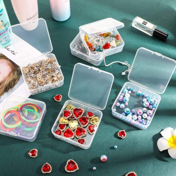 6 Pieces Mini Plastic Clear Beads Storage Containers Box for Collecting Small Items, Beads, Jewelry, Business Cards, Game Pieces, Crafts (2.13 x 2.13 x 0.79 Inch)-4
