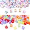 Augshy 1400pcs 5 Color Cube Alphabet Beads Bracelet Letter Beads for Bracelets Making with 1 Roll 50M Crystal String Cord for Jewelry Making（6mm） sc 1400pcs2