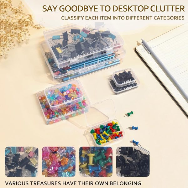 Clear Plastic Storage Containers, Mini Rectangular Organizer Boxes with Hinged Lids, 36 Pack Mixed Sizes, for Beads, Jewelry, Art Craft-3