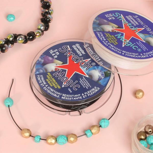 Stretch Magic Elastic Beading Cord – Clear Color, 0.5mm in Diameter, 10-Meter (32 ft) - Easy to Knot, Strong & Stretchy String for Making Beaded Jewelry-1