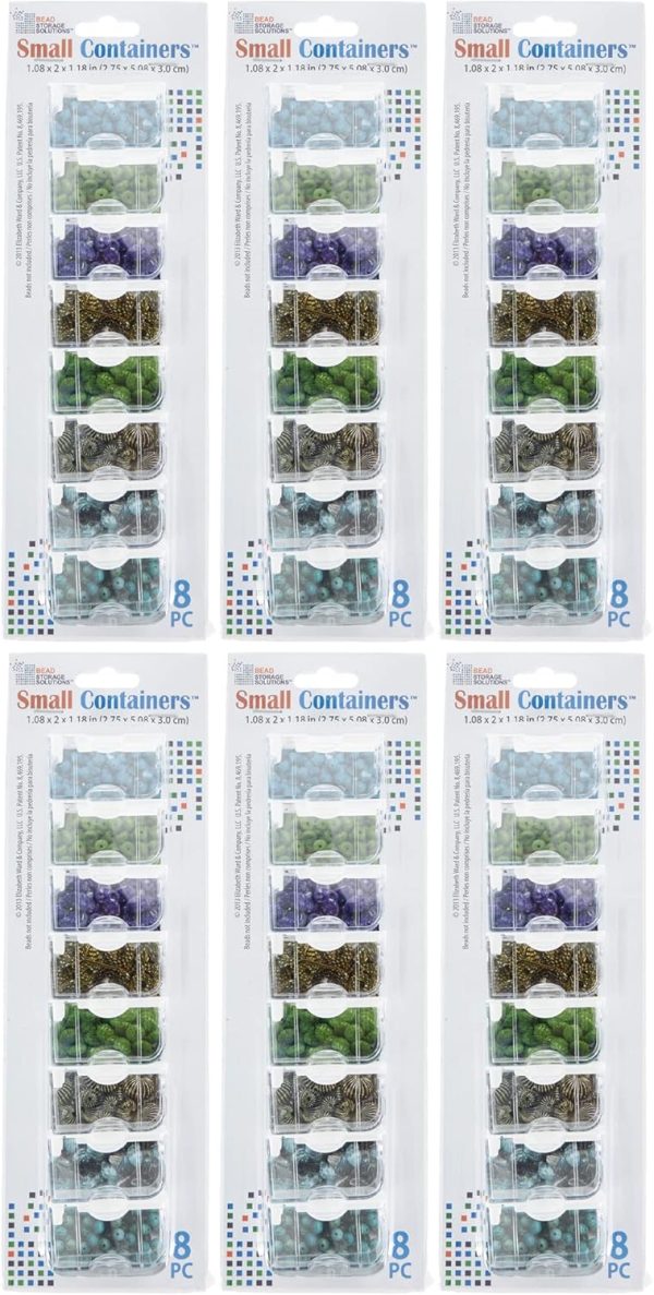 Elizabeth Ward Bead Storage Solutions 8 Piece Craft Organizing Storage Containers for Small Beads, Crystals, and Fasteners, Clear (6 Pack) beadui