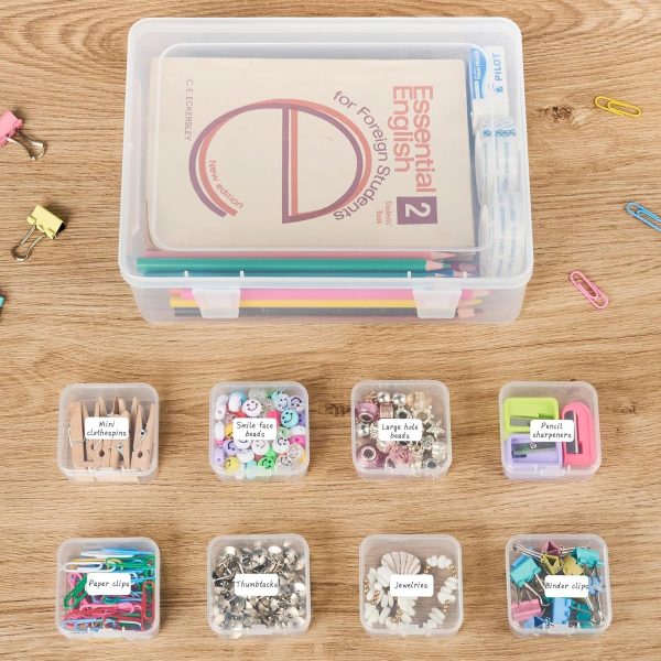 Bead Organizer Box, 60 Pcs Small Clear Plastic Bead Storage Cases, Mini Rectangle Storage Containers with Hinged Lids and Labels for DIY Art Craft Jewelry Bracelet Making-4